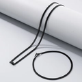 Klassisches schwarzes Titan-Panzerketten-Set inklusive passender Kette und Armband - 2,5mm Schwarz / Armband 20CM