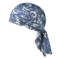 Blue camouflage pirate bandana hat with skull print for outdoor cycling and sports - Skull Pattern No.5