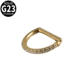 Anneau de nez en D en titane G23 doré serti de zircons blancs pour piercing corporel - 1.2x10mm(Interne 8mm) / Or Incrusté de Zircone