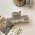 Translucent grey rectangular matte hair claw clip for thick hair with metal spring - 8.5cm / Gray