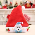 Red plush Christmas hat with white fuzzy trim and cute teddy bear decoration - Kids Finger Bear Style