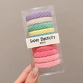 Salt blue and assorted high elasticity hair ties set in a clear box with logo label - Screw Back / 10 Pcs/Set / Colorful