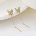 Eleganti orecchini a farfalla dorati con scintillante pavé di zirconi e design a catena - Oro