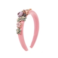 Cerchietto barocco da donna con rose di stoffa rosa e strass luccicanti - Rosa