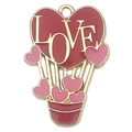 Pendentif montgolfière en cœur rose et rouge avec inscription LOVE pour bijoux DIY - 30x21mm / Montgolfière Cœur LOVE Rouge