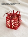 Christmas glowing gift box ornament, red hollow desktop decor for holiday party tree setup. - Red Square