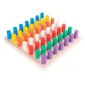 Wooden Montessori color sorting toy with 49 colorful cylindrical blocks on a wooden base - 49-Peg Color Recognition Board