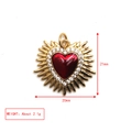 Detail showing dimensions of red enamel heart charm with arrow and crystals - Radiant Sacred Heart
