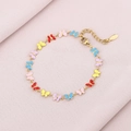 Colorful butterfly enamel bracelet in gold stainless steel with adjustable chain links - Spaced Butterflies