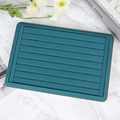 Dark green velvet ring display tray with 11 slots and elegant golden finish frame - Linear Ring Tray Green