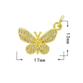 Schmetterling-Anhänger 18K Echtgold vergoldet mit weißen Zirkonia, Größe 17mm mal 13mm - Gold - Schmetterling 412