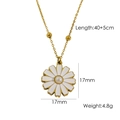 Sweet 14K gold plated daisy necklace with white oil-drop petals and center pearl - Daisy Necklace