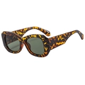 Retro oversized square sunglasses featuring leopard tortoise frame and dark green lenses - Tortoise Frame Green Lens