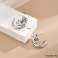 Detailed view of silver twisted metal hoop earrings showing dimensions 23.2mm by 25mm - Silver Multi-Loop