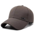 Gorra de béisbol minimalista marrón oscuro para hombre con placa metálica Narason lateral - Ajustable / café