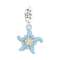 DIY starfish charm pendant with sky blue enamel and sparkling white zircon stones - Starfish Pendant (1610)