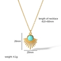 18k gold plated stainless steel sun necklace with turquoise stone and dimensions - Turquoise Sun Round Style (TN3164)