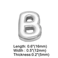 Detailed view of silver letter B charm showing precise dimensions of 16mm length and 12mm width - Silver B