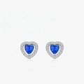 Elegante Herz-Ohrstecker aus 925er Silber mit blauem Opal und Kristall-Halo - 925er Silber / Herz Opal Ohrstecker