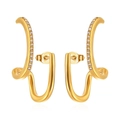 Chic 18K gold plated stainless steel irregular earrings with sparkling zircon stones - Gold