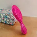 Mini air cushion hairbrush in rose red with pink rhinestones and a matching jewel box - Rose Red Rhinestone 14x6x3.8cm
