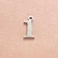 Top view of silver stainless steel number 1 pendant with textured metal surface - Steel Color Number 1