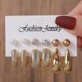 Gold 6-Pair Set Mixed Teardrop Style (E0850-2)