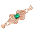Detalle macro del cierre de lazo en oro rosa de 18K con esmeralda para crear joyas DIY - Oro Rosa con Circón Verde (VK216)