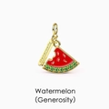 Pendentif pastèque doré avec émail rouge et cristaux verts pour collier DIY - Pastèque (Générosité)
