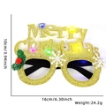 Golden Merry Christmas LED glasses with colorful lights and festive holly decoration - Gold Merry Christmas Text (With Light)