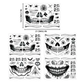 Lot de tatouages temporaires Halloween crâne et araignée pour maquillage d'horreur - Ensemble KC001-004 (4 feuilles)