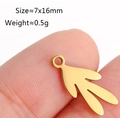 Golden stainless steel leaf pendant charm in 7x16mm size for jewelry making - Leaf/Feather / Gold