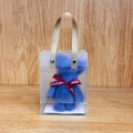 Blue coral fleece teddy bear towel gift in a semi-transparent frosted bag with handles - Bear-shaped Seaside Blue + Pvc Handle / 30*30cm