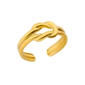 Polierter 18k vergoldeter Edelstahl-Knotenring mit verstellbarem offenem Banddesign - Knoten / Gold
