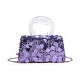 Lila Pailletten-Handtasche mit klarem Acrylgriff und silberner Metallkette zum Umhängen - Einheitsgröße / Lila