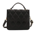 Elegant black quilted handbag with golden metal hardware and adjustable shoulder strap - Black