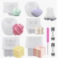 DIY candle making kit with 3D silicone bubble and geometric molds including wicks and tools - Magic Ball Set 5
