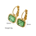 Golden titanium steel earrings featuring small rectangular green zircon stones - Emerald Green