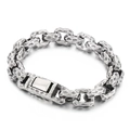 Bracciale da uomo in acciaio inossidabile con maglie quadrate a trama martellata - Colore Acciaio (KB167700-KJX)