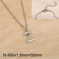 Silver stainless steel bead chain necklace with uppercase letter Z pendant and lobster clasp - Silver Letter Z (KN287073-Z)