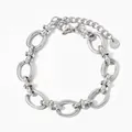 Chunky silver oval link stainless steel bracelet with lobster clasp and extension chain - Silver Link Chain (SBP454)