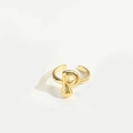 Adjustable golden open ring featuring a polished balloon-style letter P design - Gold Letter P