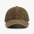 Distressed dark olive green washed cotton baseball cap with vintage frayed details - Ginger Yellow