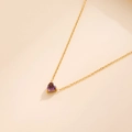 18k gold plated heart necklace with a purple zircon stone on a classic O-link chain - February - Amethyst