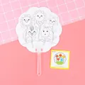 DIY sunflower doodle fan for kids with white cardstock and clear plastic handle - Sunflower