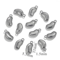 Polished silver stainless steel bean charm for DIY jewelry making 11mm size - Bean / Silver