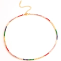 Rainbow cubic zirconia necklace with gold-plated chain and adjustable lobster clasp - Gold 4-Bead Positioning Style (XL186-1)