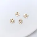 Close-up of 14K gold plated heart charms with micro-pave zircons and H-letter detail - Type 6 Letter H Heart 7.8x9mm