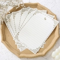 Linen envelope set featuring cream writing paper with floral borders and rabbit illustration - 100pcs A5 White Rabbit Writing Paper / White