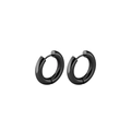 Minimalist black stainless steel hoop earrings with a smooth polished finish on white - 14mm Pair / Black